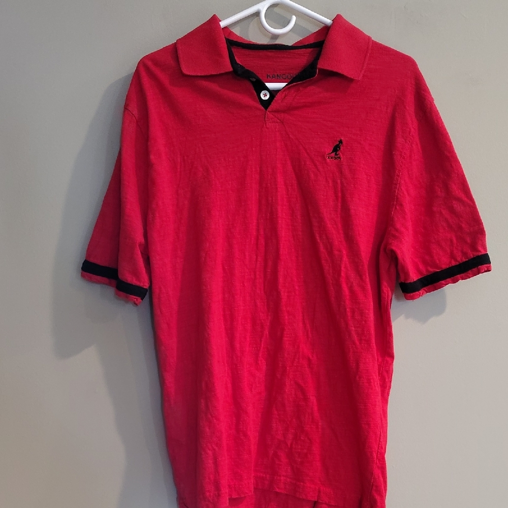 Kangol‎ Mens Xlg Red Short Sleeve Polo with Black Trim